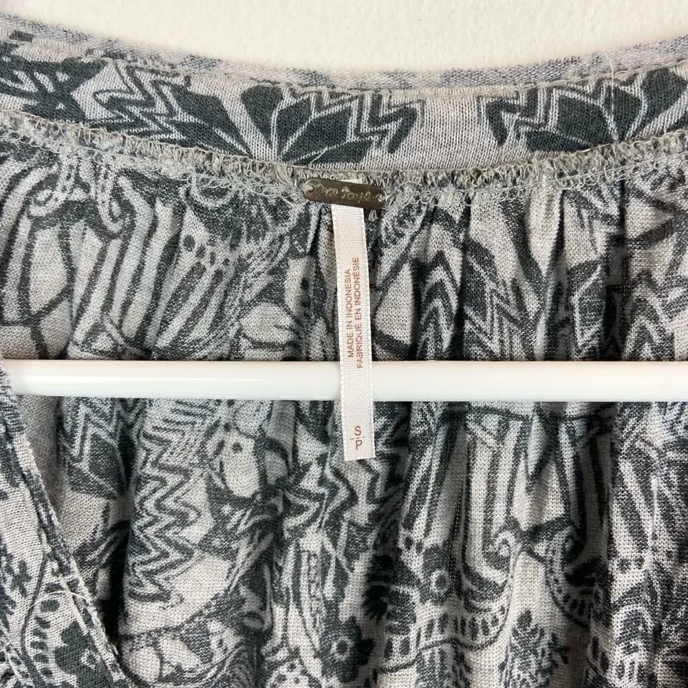 Free People Aztec Print Long Sleeve Top